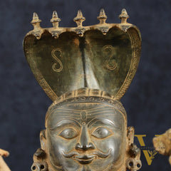 Majestic Brass Shiva with Mukhalingam and Naga Aura Statue – 9.5" Height