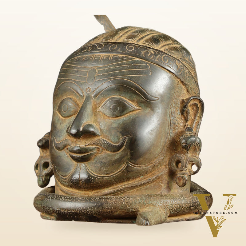 Majestic Brass Shiva with Mukhalingam and Naga Aura Statue – 9.5" Height