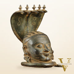Majestic Brass Shiva with Mukhalingam and Naga Aura Statue – 9.5" Height
