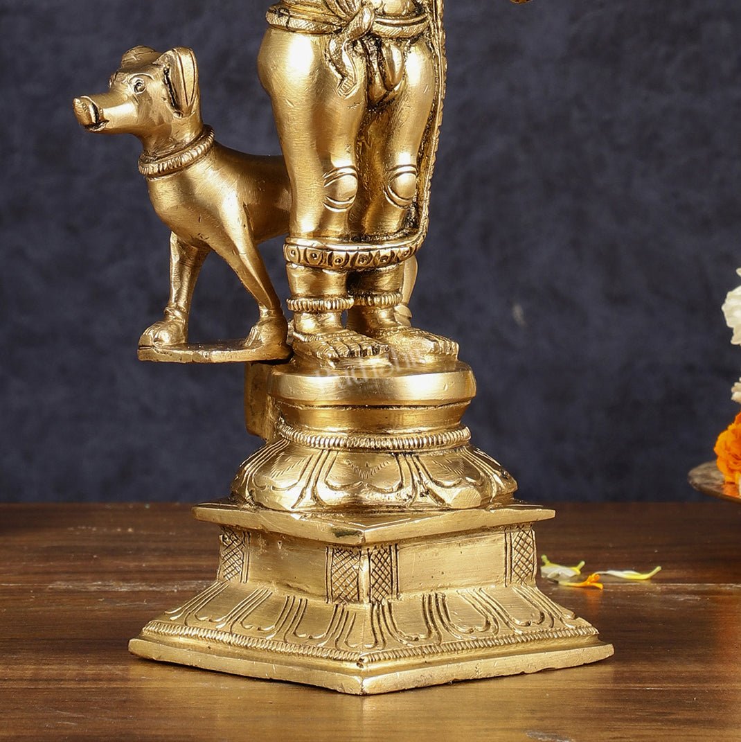 Majestic Brass Superfine Kaal Bhairav Bhairo Baba Idol with Dog - 12"