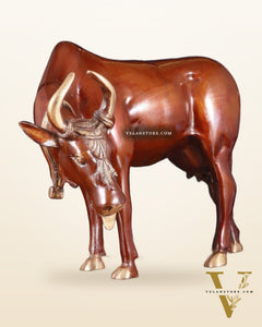 Majestic Large Brass Cow Statue – Double Chola Tone