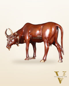 Majestic Large Brass Cow Statue – Double Chola Tone