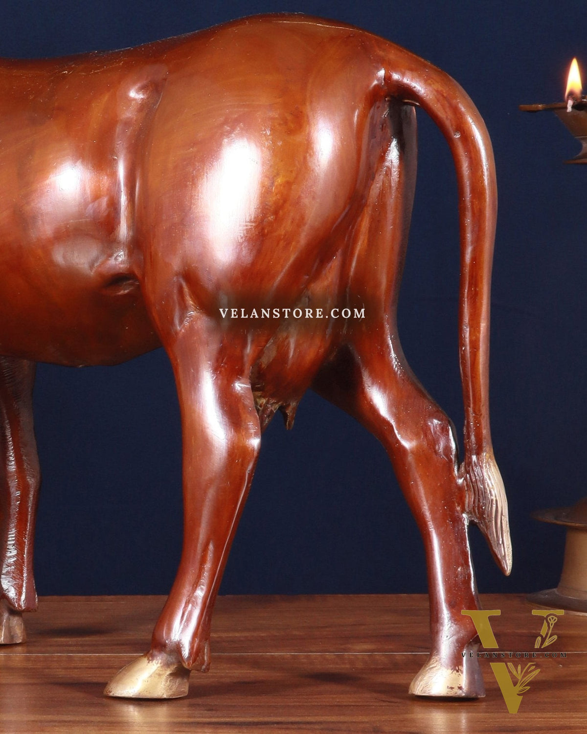 Majestic Large Brass Cow Statue – Double Chola Tone