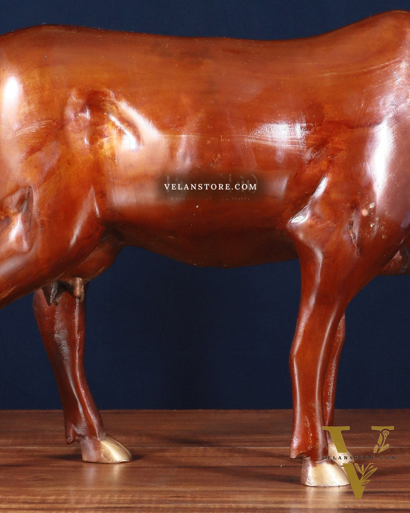 Majestic Large Brass Cow Statue – Double Chola Tone