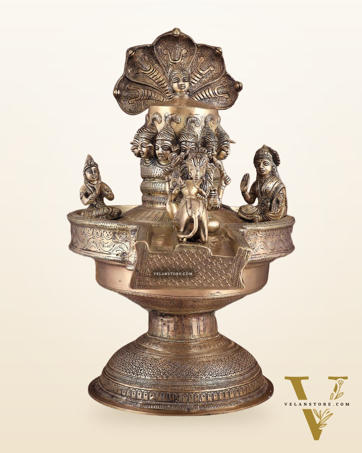 Majestic Large Pure Brass Lord Shiva Family on Shiva Lingam 21"