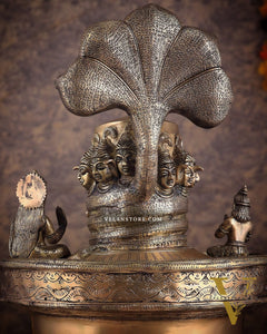 Majestic Large Pure Brass Lord Shiva Family on Shiva Lingam 21"