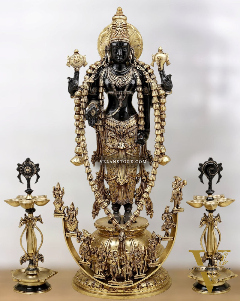 Majestic Lord Vishnu Dashavatar Bronze Statue | 30 Inch (76.2 cm)