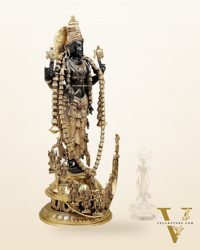Majestic Lord Vishnu Dashavatar Bronze Statue | 30 Inch (76.2 cm)