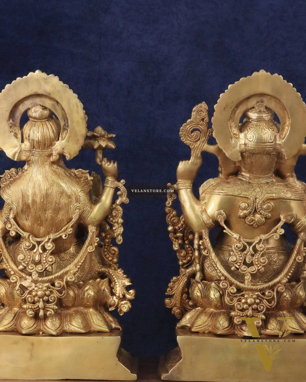 Majestic Pure Brass Ganesha & Lakshmi Idols – 18"