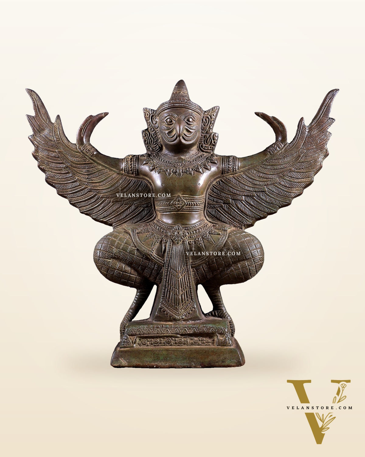 Majestic Pure Brass Garuda with Open Wings – 14" vintage bronze patina