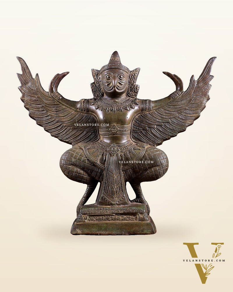 Majestic Pure Brass Garuda with Open Wings – 14" vintage bronze patina
