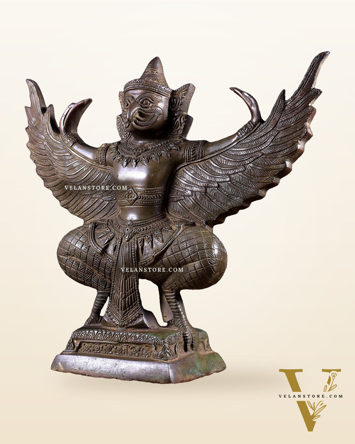 Majestic Pure Brass Garuda with Open Wings – 14" vintage bronze patina