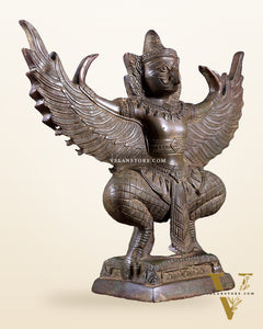 Majestic Pure Brass Garuda with Open Wings – 14" vintage bronze patina