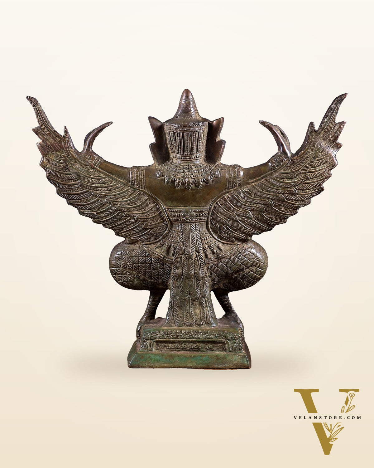 Majestic Pure Brass Garuda with Open Wings – 14" vintage bronze patina