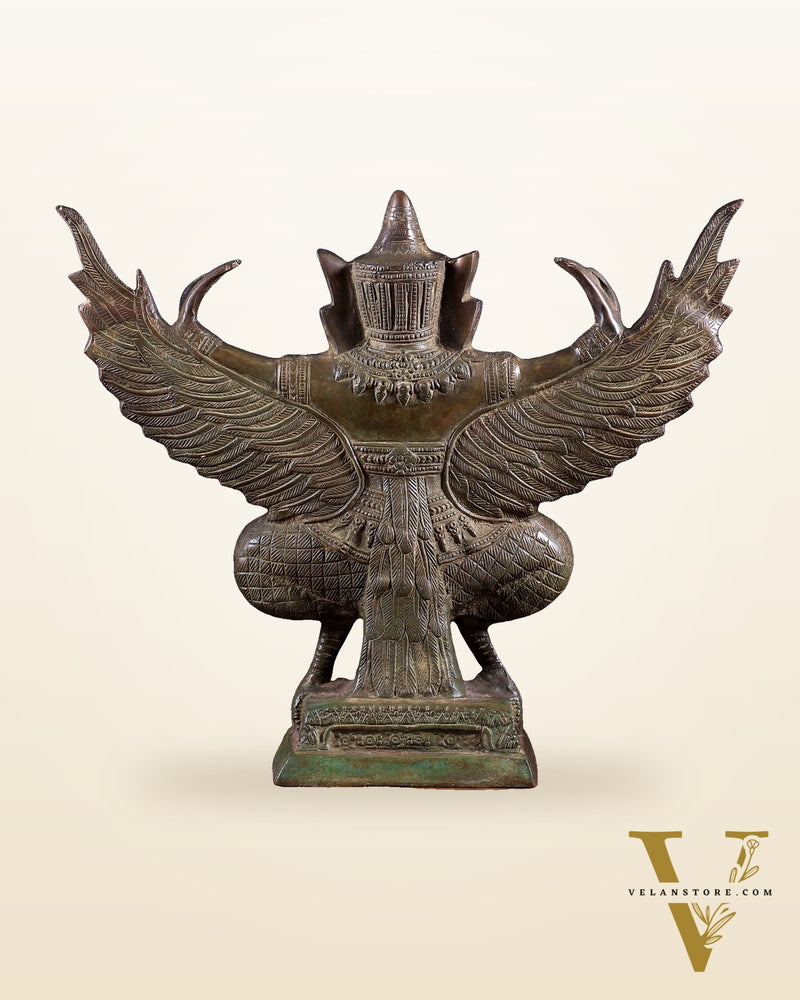 Majestic Pure Brass Garuda with Open Wings – 14" vintage bronze patina