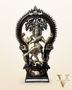 Majestic Pure Brass Large Nataraja Statue with a Unique Arch 28.5" dual tone