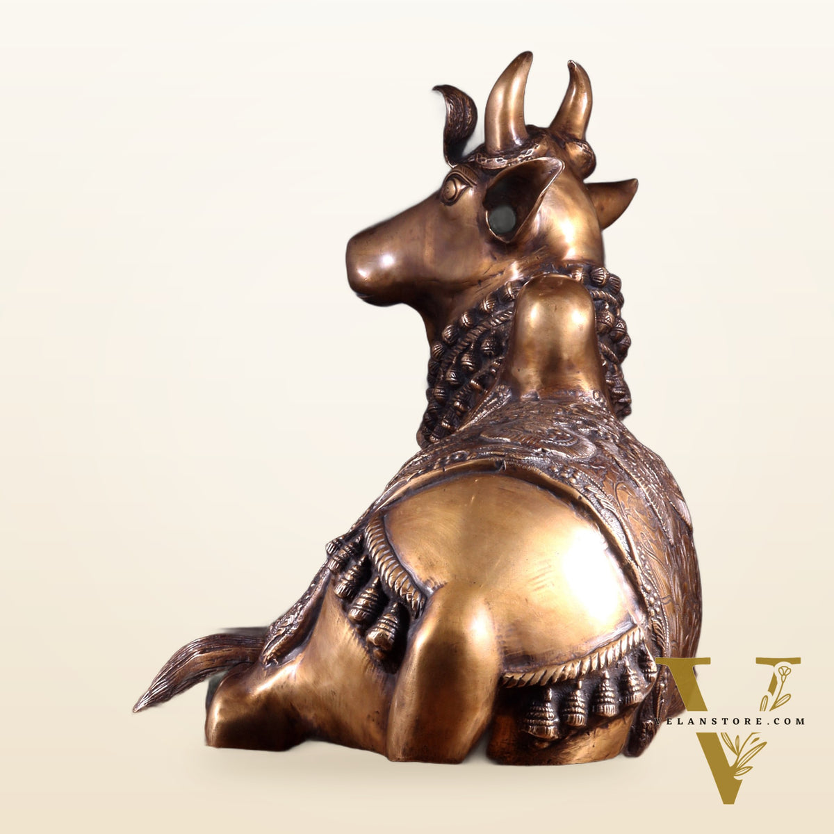 Majestic Pure Brass Nandi Statue with Vasuki 25"