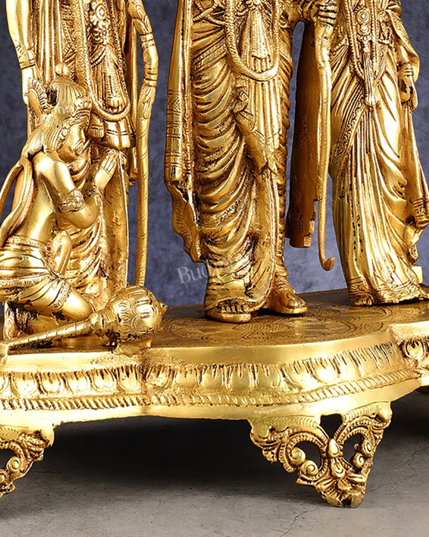 Majestic Pure Brass Ram Darbar Idol Set with Temple Arch - 24.5"