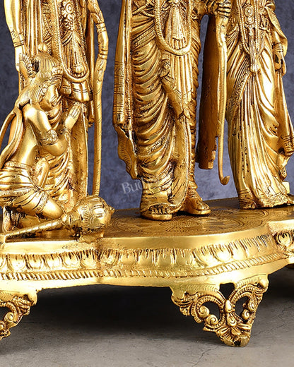 Majestic Pure Brass Ram Darbar Idol Set with Temple Arch - 24.5"
