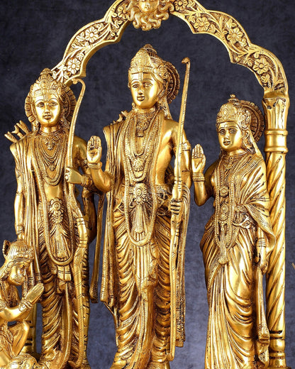 Majestic Pure Brass Ram Darbar Idol Set with Temple Arch - 24.5"