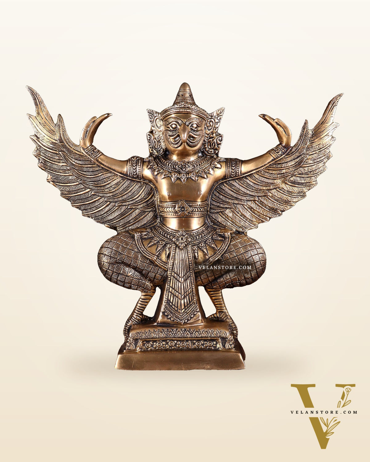 Majestic Pure Brass thai Garuda with Open Wings – 14" | Sacred Home Centerpiece