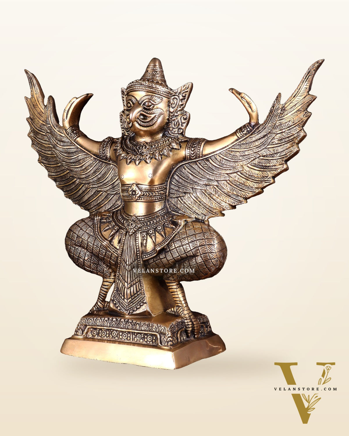 Majestic Pure Brass thai Garuda with Open Wings – 14" | Sacred Home Centerpiece