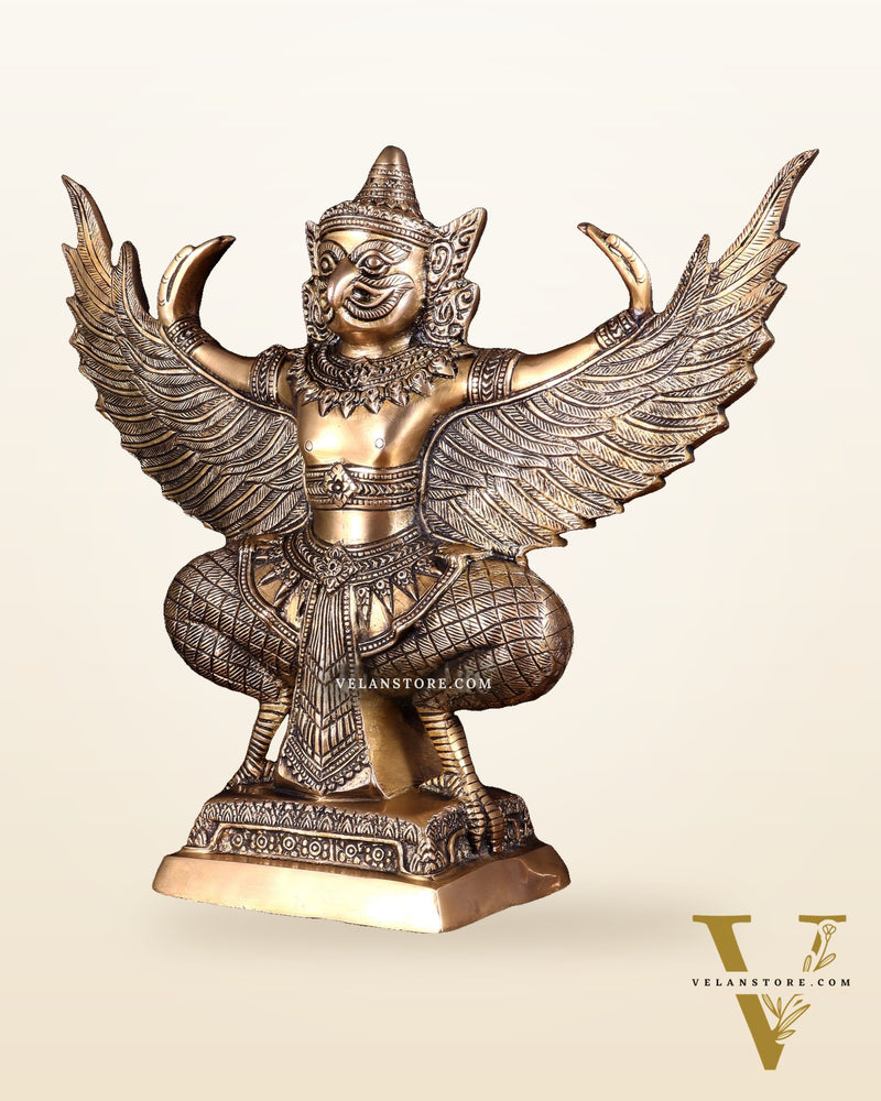 Majestic Pure Brass thai Garuda with Open Wings – 14" | Sacred Home Centerpiece