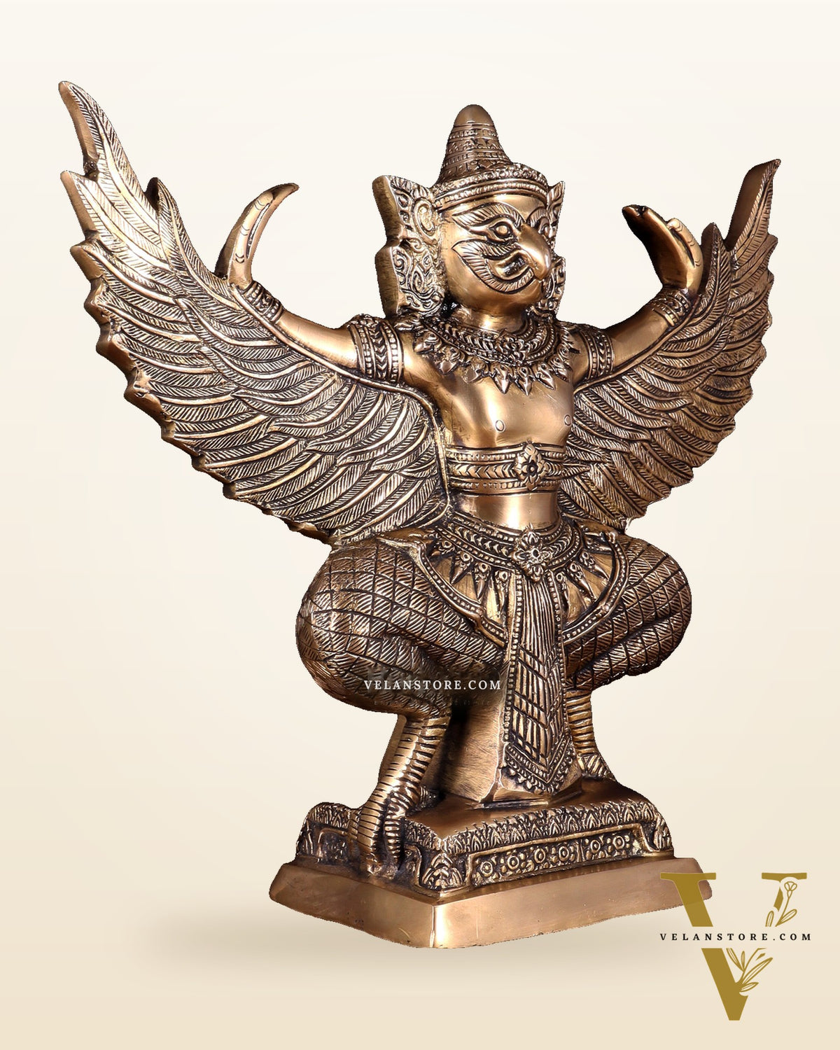 Majestic Pure Brass thai Garuda with Open Wings – 14" | Sacred Home Centerpiece