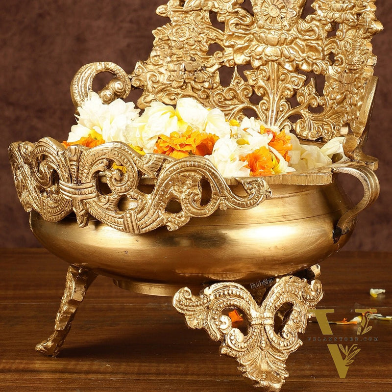 Majestic Pure Brass Urli Bowl | Height: 11.5 inch