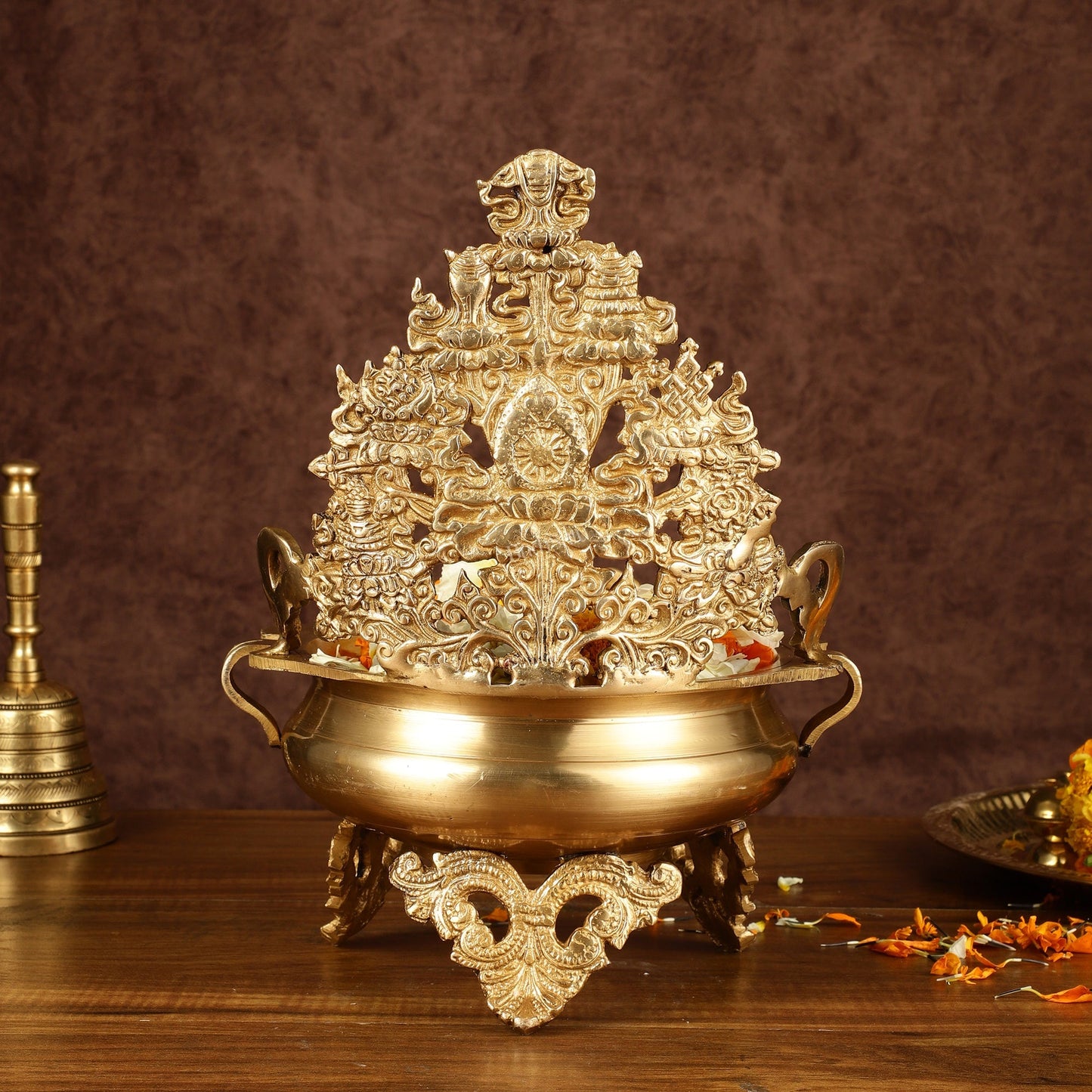 Majestic Pure Brass Urli Bowl | Height: 11.5 inch