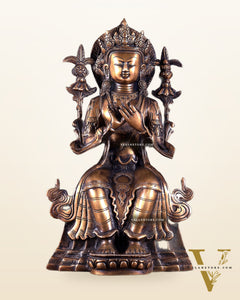 Majestic Tibetan Brass Maitreya Buddha Sculpture – The Future Buddha 14 inch