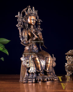 Majestic Tibetan Brass Maitreya Buddha Sculpture – The Future Buddha 14 inch
