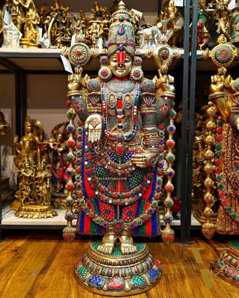 Majestic Tirupati Balaji Venkateshwar Brass Statue 48 inch