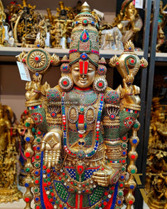 Majestic Tirupati Balaji Venkateshwar Brass Statue 48 inch
