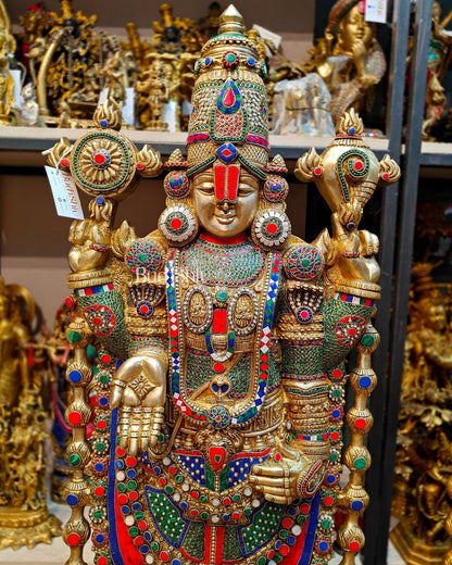 Majestic Tirupati Balaji Venkateshwar Brass Statue 48 inch