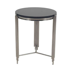 Velvet Arc Side Table | Black Marble Top With Chrome Base | Designer Half-Moon Accent Table