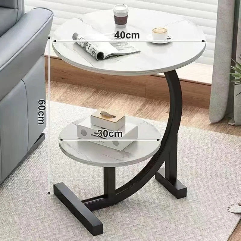 Round Marble Top Side Table for Living Room