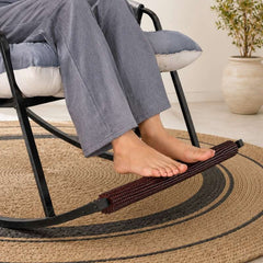 Comfy Rocking Chair with Foot Massager & 4 Ft Jute Rug — Complete Relaxation Corner Set
