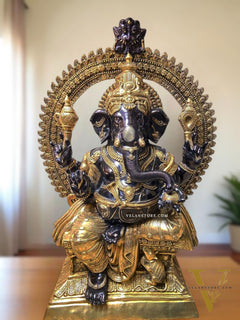 Massive Pure Brass Lord Ganesha Statue – 230 kg | 6 Feet Tall black tone