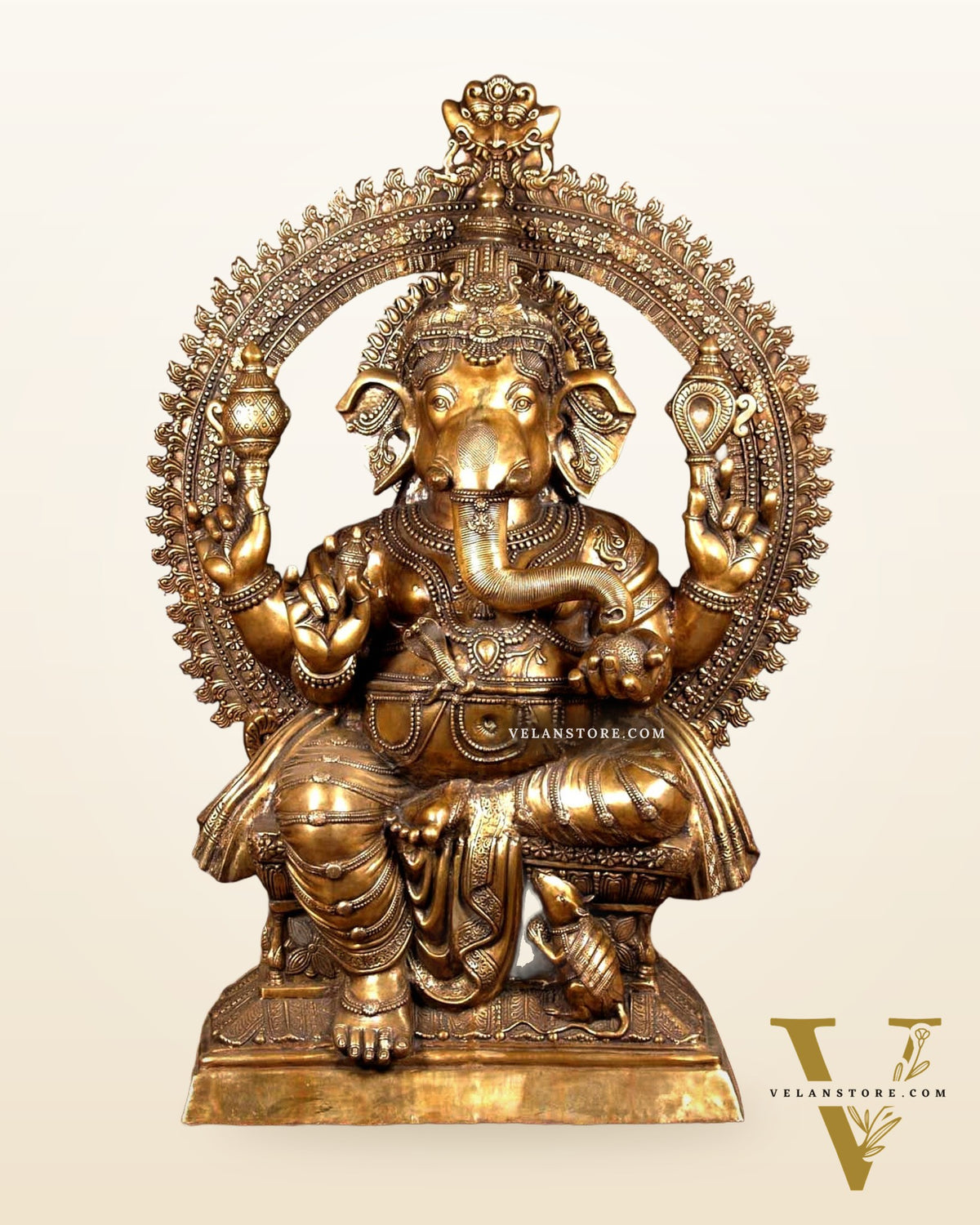 Massive Pure Brass Lord Ganesha Statue – 230 kg | 6 Feet Tall