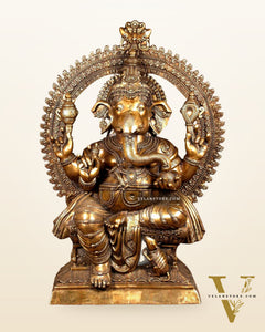 Massive Pure Brass Lord Ganesha Statue – 230 kg | 6 Feet Tall