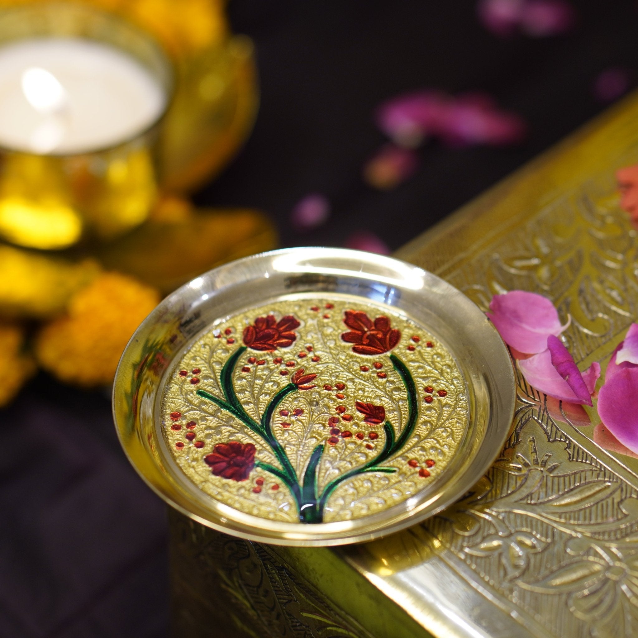 Meenakari bhog plate – Velan Store