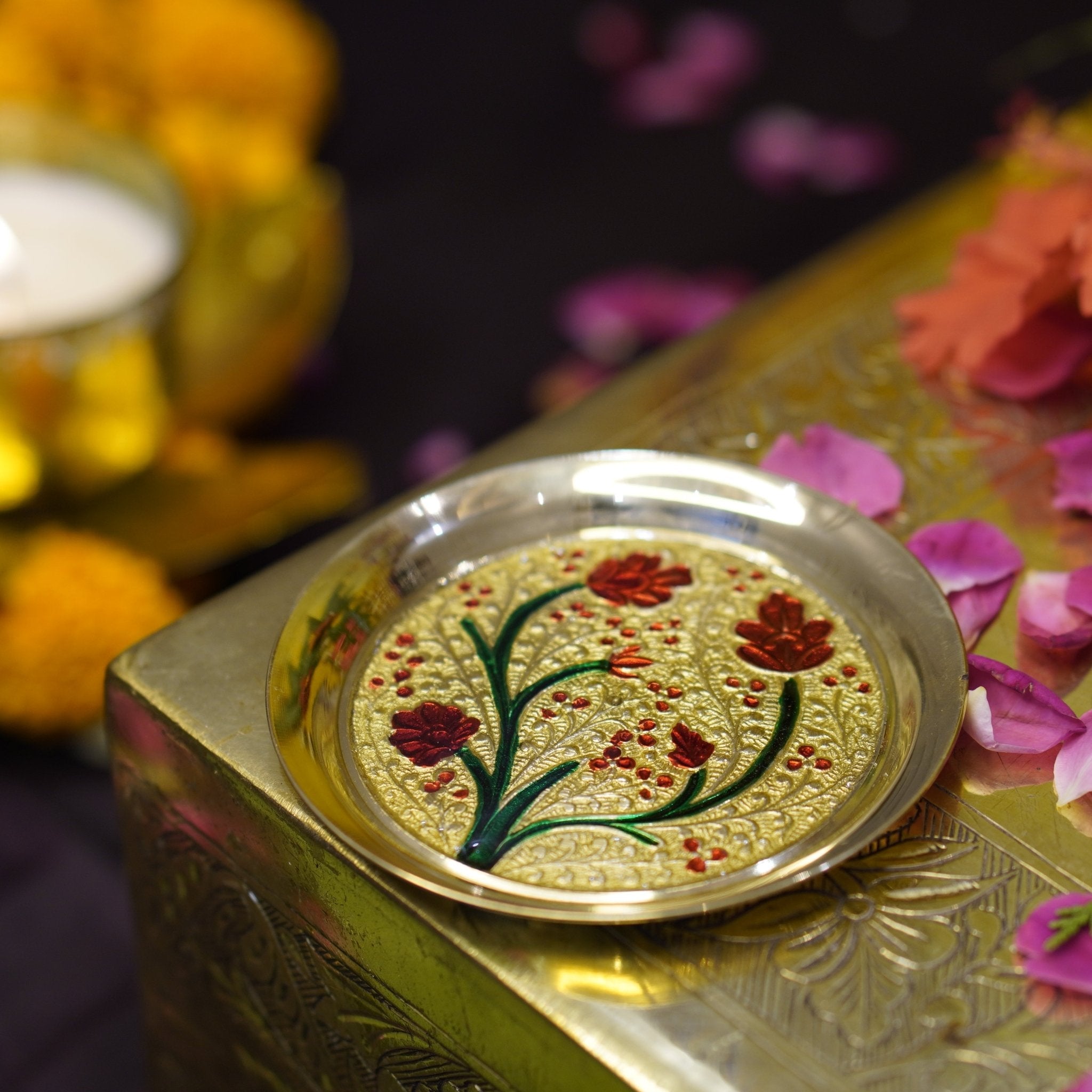 Meenakari bhog plate