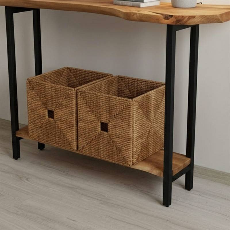 Live edge Console Table With Metal base frame