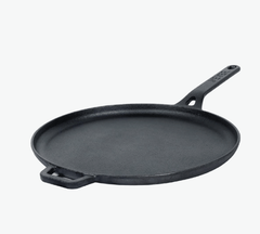 Meyer Pre-Seasoned Cast Iron Flat Dosa/ Roti/ Chapati Tawa Pan with Stick Handle, Dosa Kallu, Iron Tawa Big Size | Pre-Seasoned Cast Iron Cookware | Gas and Induction Compatible | 28cm, Black-1