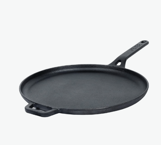 Meyer Pre-Seasoned Cast Iron Flat Dosa/ Roti/ Chapati Tawa Pan with Stick Handle, Dosa Kallu, Iron Tawa Big Size | Pre-Seasoned Cast Iron Cookware | Gas and Induction Compatible | 28cm, Black-1