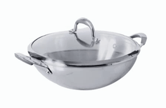 Meyer Select Nickel Free Stainless Steel Kadai, Kadhai with Glass Lid | Steel Kadai with Triply Base | Stainless Steel Cookware for Deep Frying| Gas and Induction Compatible, 26cm/ 3.25 Liters, Silver-1