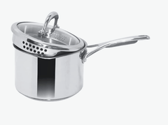 Meyer Select Nickel Free Stainless-Steel Saucepan | Sauce pan with triply Base| Sauce Pot with Straining Glass Lid |Milk pan with Lid | Gas and Induction Compatible, 16cm/ 1.95 Liters, Silver-1