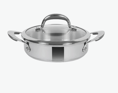 Meyer Select Nickel Free Stainless Steel Sauteuse with Glass Lid | Steel Saute Pan with Triply Base| Frying Pan with Lid and 2 Side Handles | Gas and Induction Suitable | 24cm/ 2.91 Litre, Silver-1