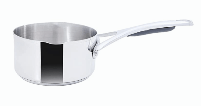 Meyer Select Nickel Free Stainless Steel Open Milkpan | Tea pot| Milk Pot | Small Milk Pan with triply Base | Chai Pan | Mill pan for Cooking | Gas and Induction Compatible, 14cm/ 0.9 Liters, Silver